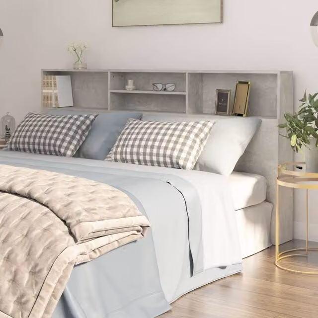 Berkfield Home Modern Wall Mounted Headboard Cabinet in Concrete Grey, W/D/H: 200 x 19 x 103.5 cm