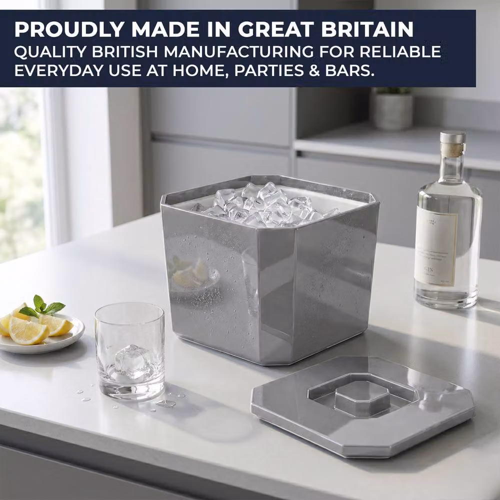 Chabrias Ltd Silver Insulated Double Walled Ice Bucket with Lid and Drainage Liner, 6 l – 2