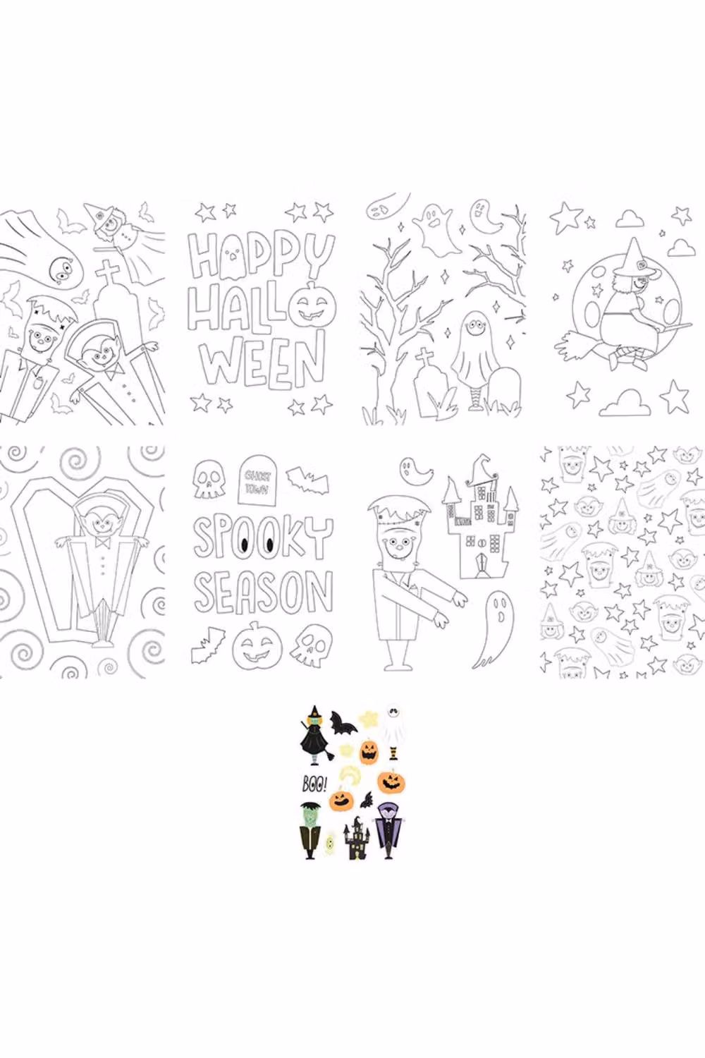 KDMD Halloween Colouring Set for Adults, 6 Pack, White – 5