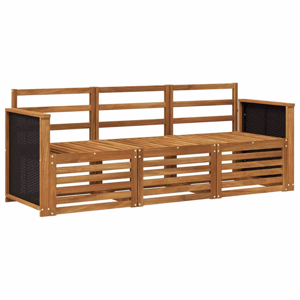 Berkfield Home 3-Piece Modern Outdoor Garden Sofa Set in Brown Solid Acacia Wood – 2