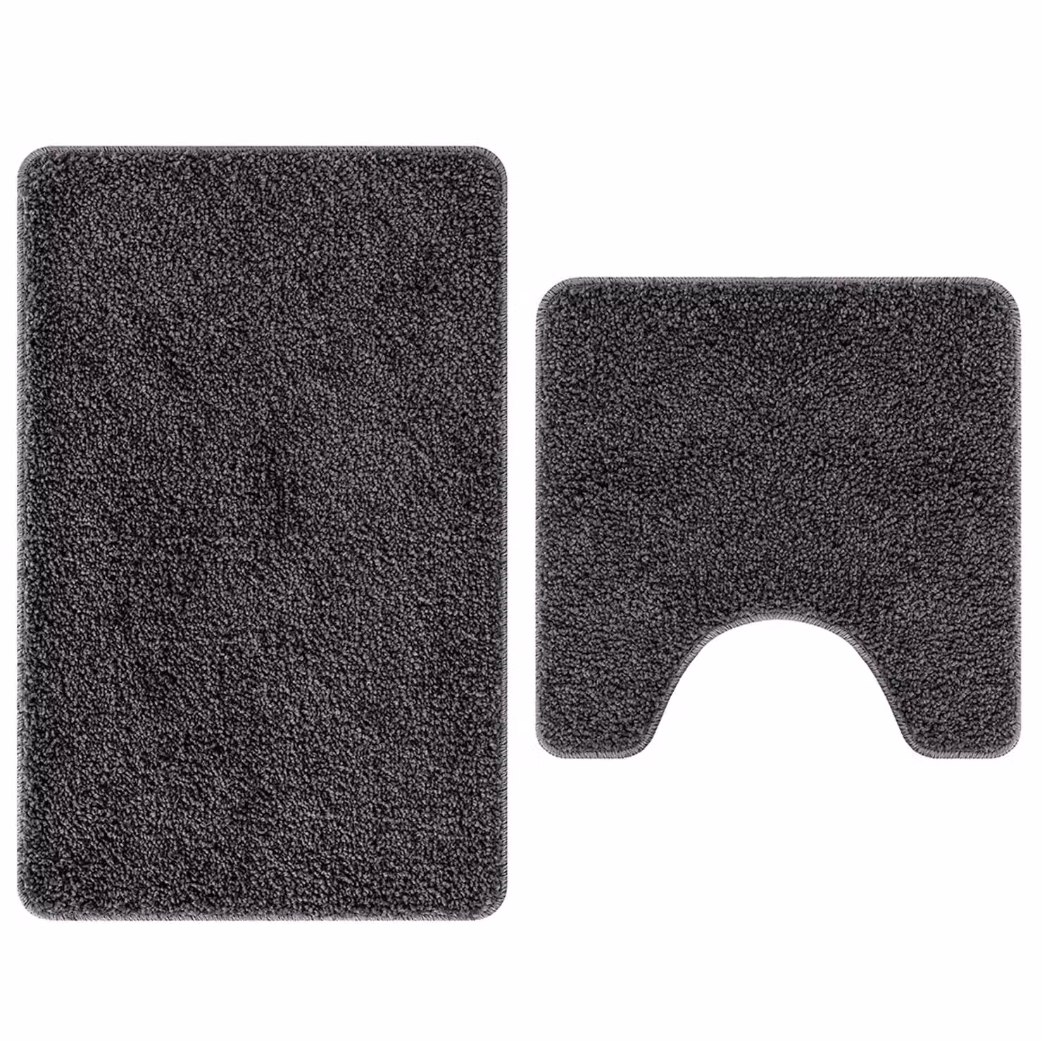 Berkfield Home 2 Piece Non-Slip Microfibre Bath Mat Set in Dark Grey – 2