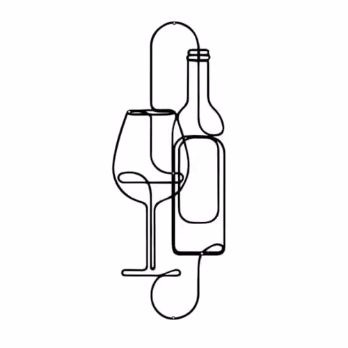YOUR HOME RULEZ Wine Bottle and Glass Metal Wall Art, Black, 75 cm – 4