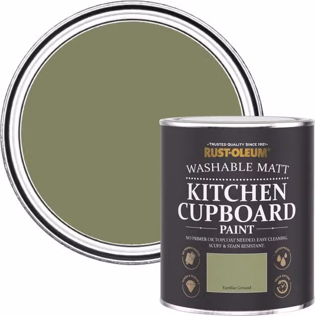 Rust-Oleum Green Kitchen Cupboard Paint in Matt Finish, Familiar Ground, 750ml – 1