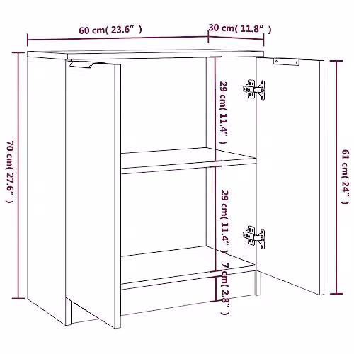 vidaXL Set of 2 Minimalist Sideboards in Sonoma Oak, W/D/H: 60 x 30 x 70 cm – 2