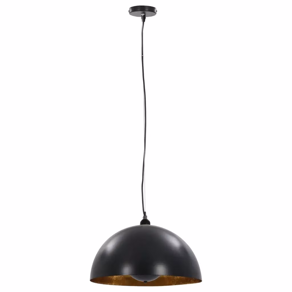 Berkfield Home Set of 2 Modern Semi-spherical Metal Ceiling Lamps in Black and Gold, Diameter: 40 cm, E27 – 3