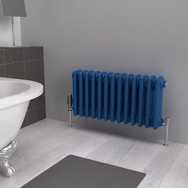 Lux Heat Horizontal 3 Column Steel Radiator in Galaxy Blue, H: 30.0 cm x W: 60.5 cm x D: 40.6 cm
