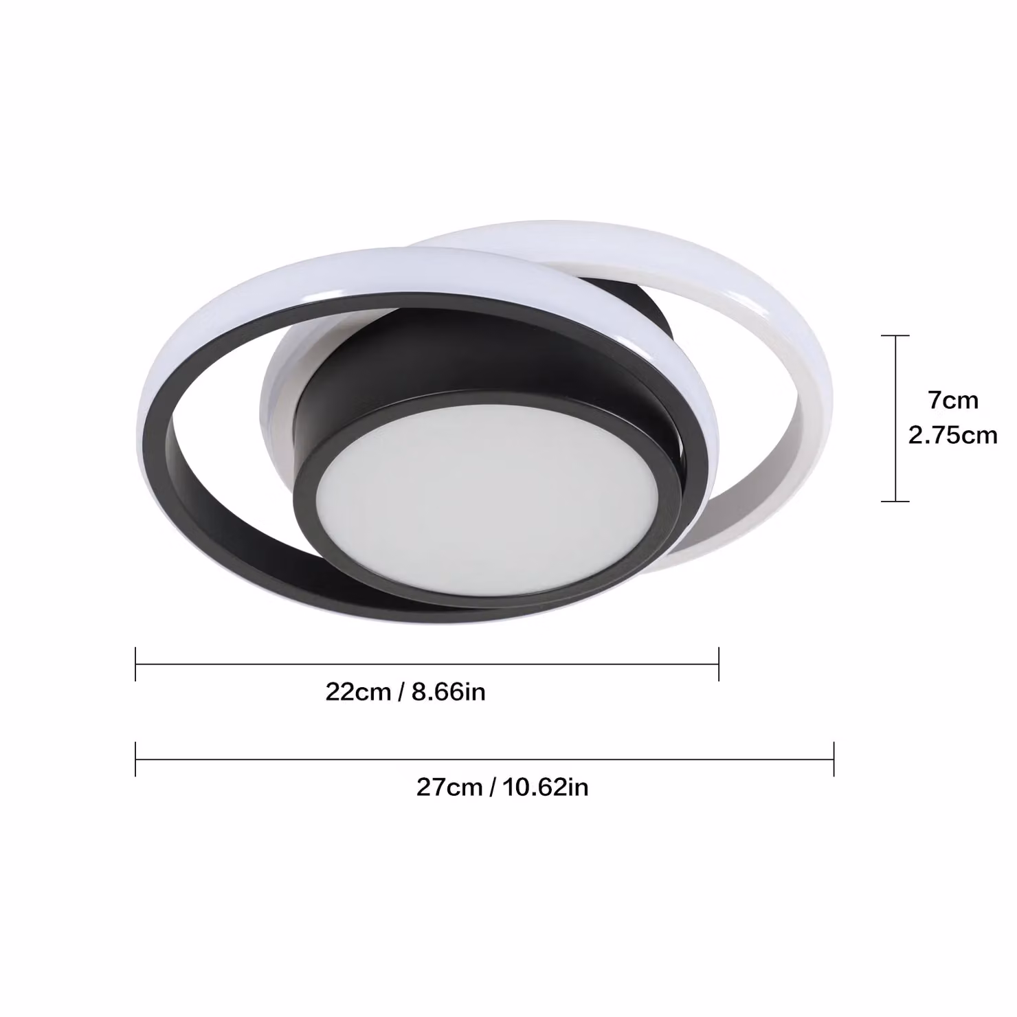 Pheashine Modern Round LED Ceiling Light, 36W, Black and White, Diameter: 27 cm – 2