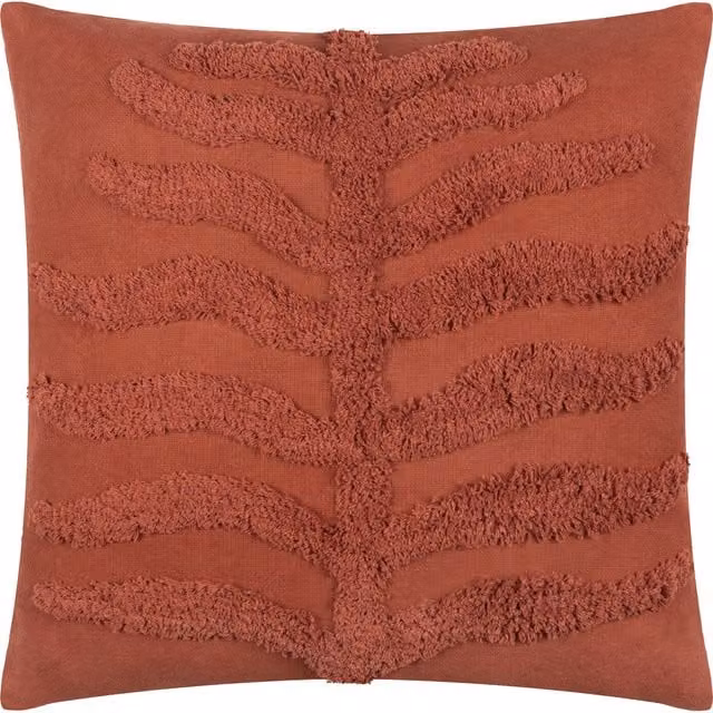 Make It A Home Dakota Tufted Square Cotton Cushion in Clay, Red and Orange Floral Design
