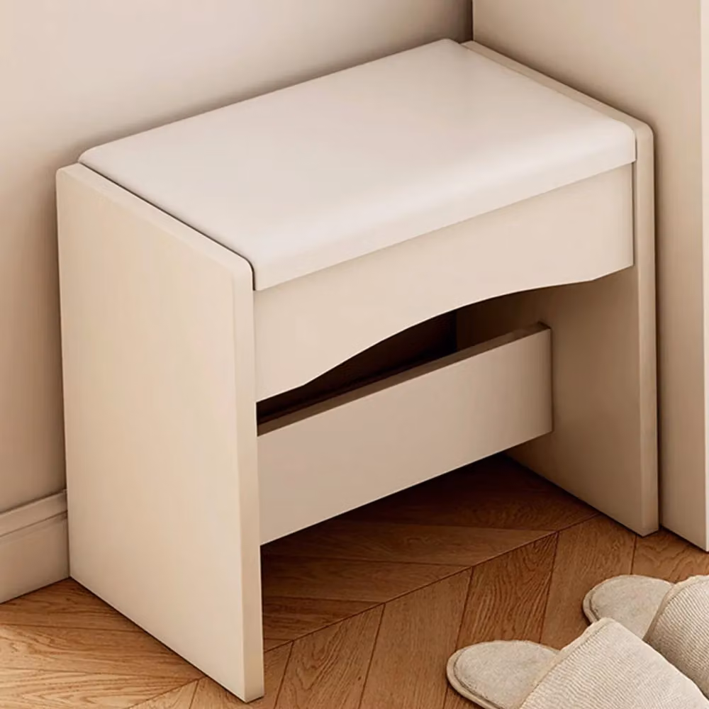 Hinsinc White Dressing Table Stool with Soft Padded Synthetic Leather Cushion, W/D/H: 40 x 40 x 40 cm – 4