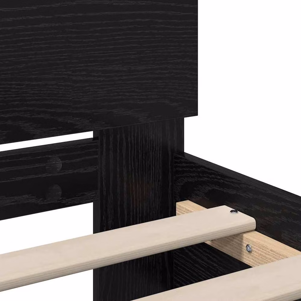 Berkfield Home Modern Bed Frame with Headboard in Black Oak, W/D/H: 90 x 200 cm, Engineered Wood – 7