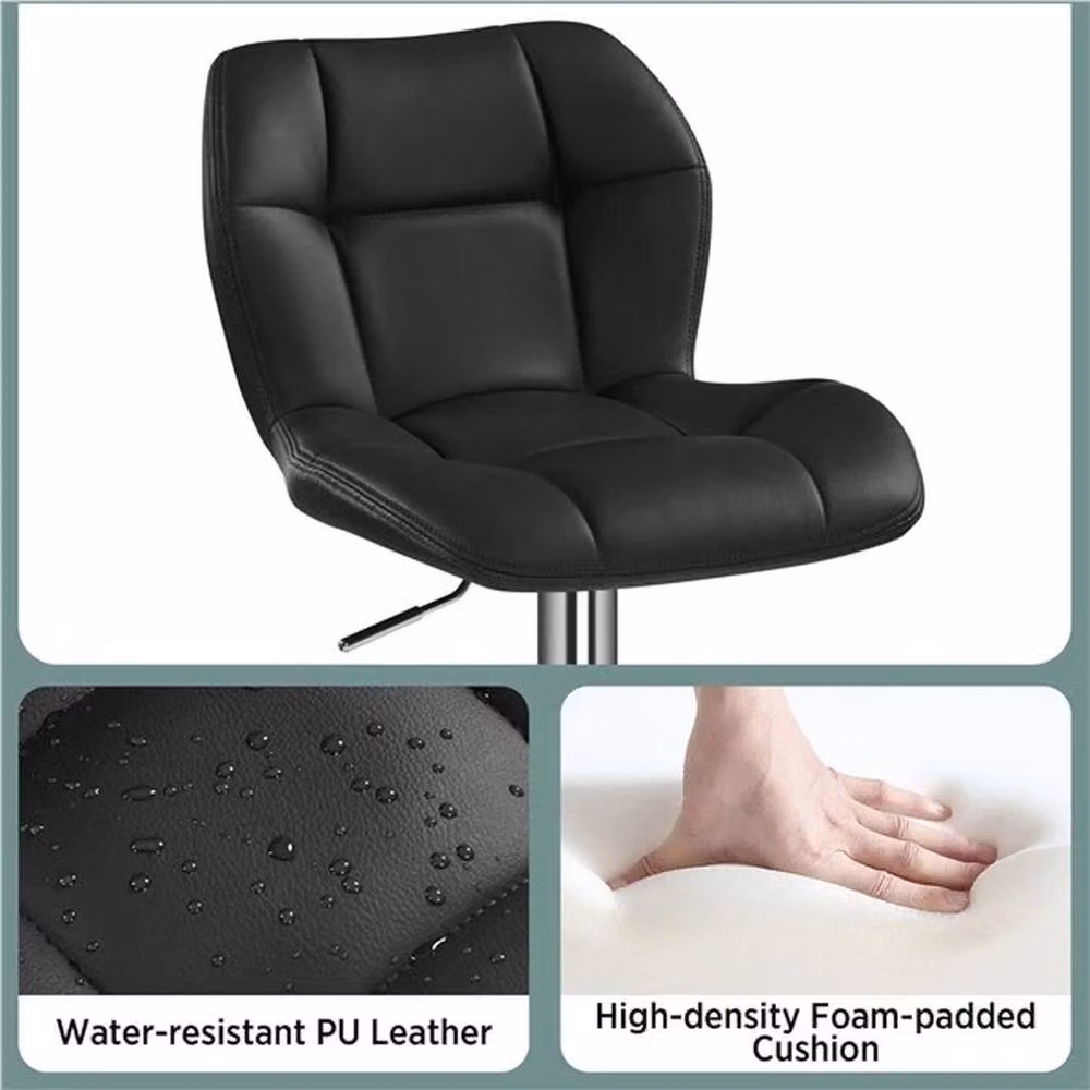 EONLION Modern Adjustable Faux Leather Bar Stool in Black, Height: 100 cm – 4