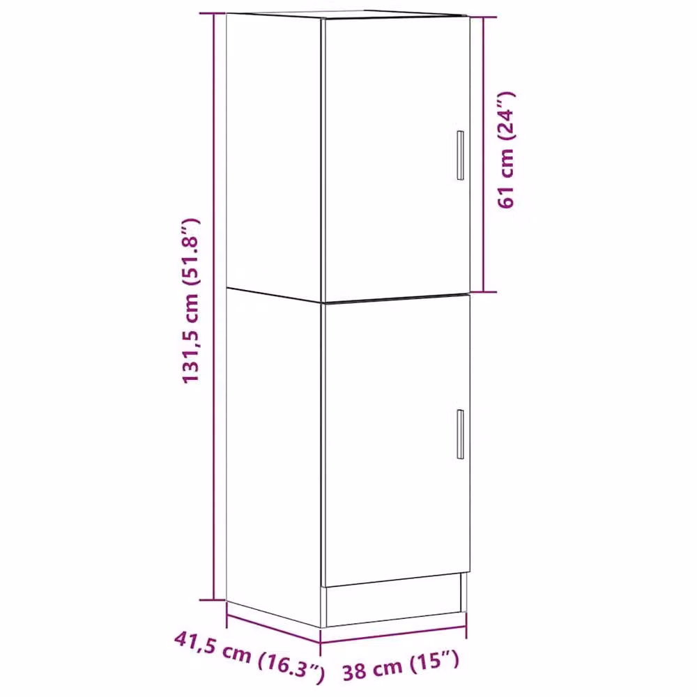 Berkfield Home Modern Black Kitchen Cabinet with Internal Shelves and Hinged Doors, W/D/H: 38 x 41.5 x 131.5 cm – 6