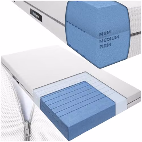 tectake 2-in-1 Sky Foam Mattress with Two Firmness Levels and Removable 3D Mesh Cover, White, W/D/H: 100 x 200 x 18 cm