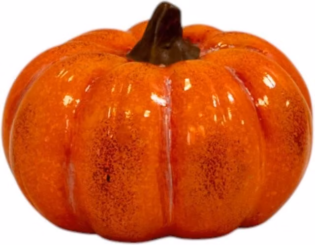 Four Candle Large Orange and Brown Ceramic Vintage Style Pumpkin Tabletop Decoration – 1