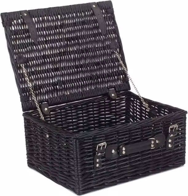 Red Wicker Picnic Basket with Black Willow Detail
