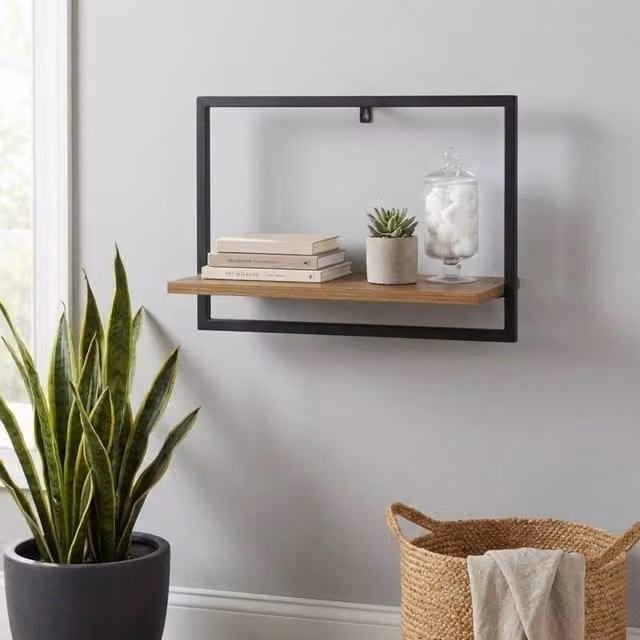 Garden Greatness Multicolour Floating Wooden Wall Mounted Shelf
