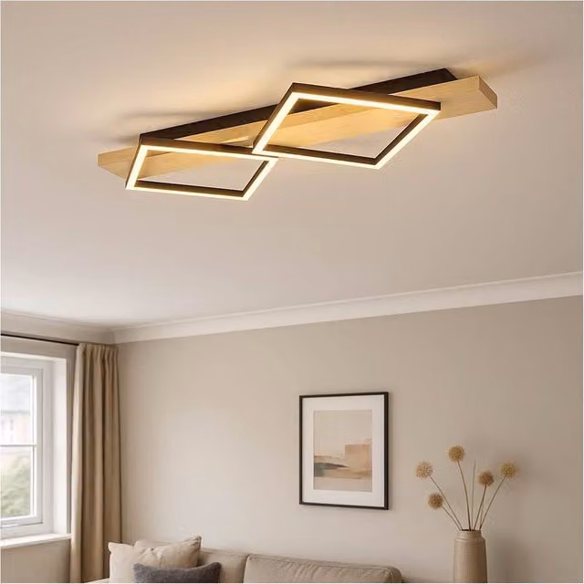 Loops Modern LED Ceiling Light in Black and Brown with Warm White Bulb Included