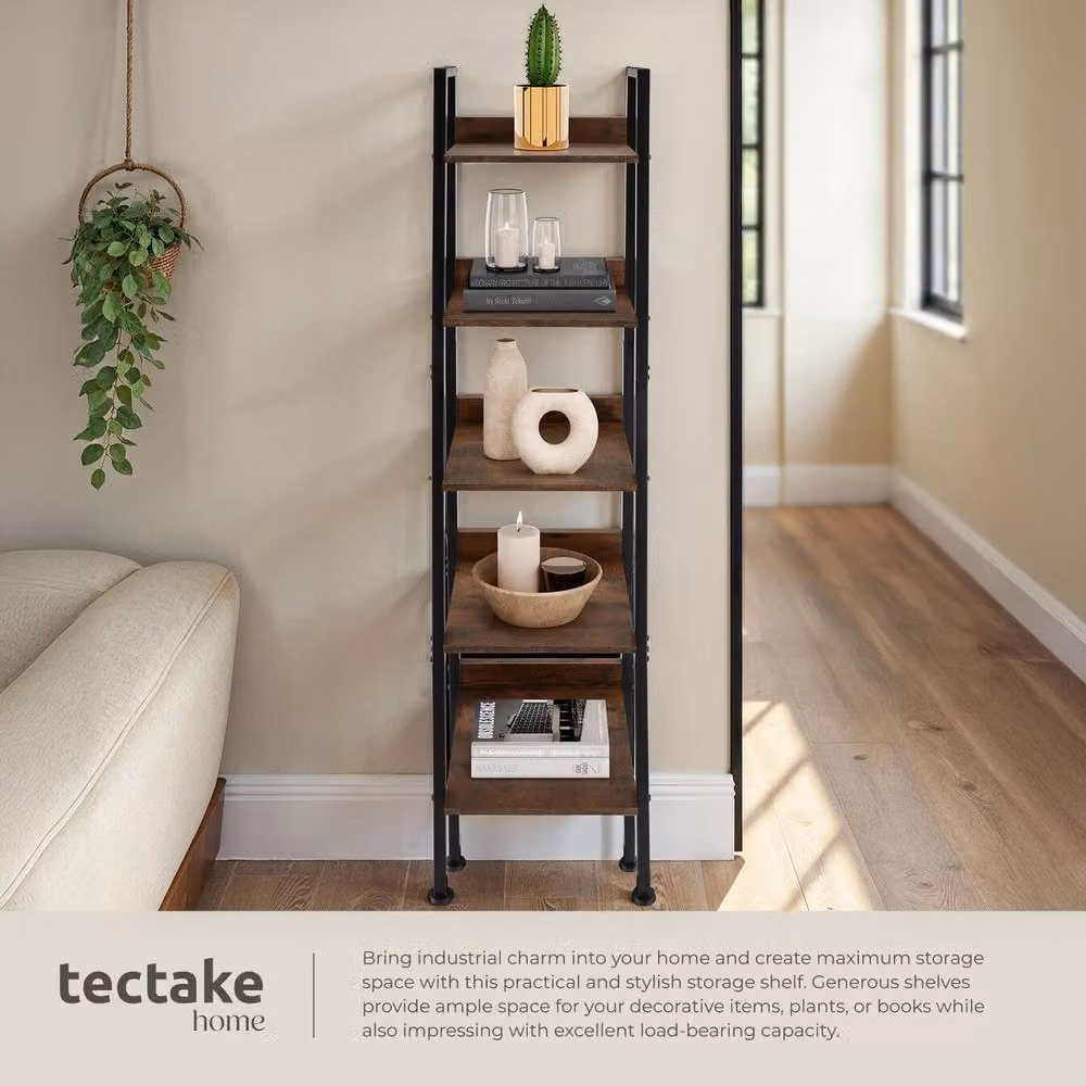 tectake Folkestone Industrial Shelving Unit in Brown and Black – 3