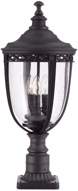 Netlighting English Bridle Large Outdoor Pedestal Lantern, Black, 3-Light, IP44, E14 – 1