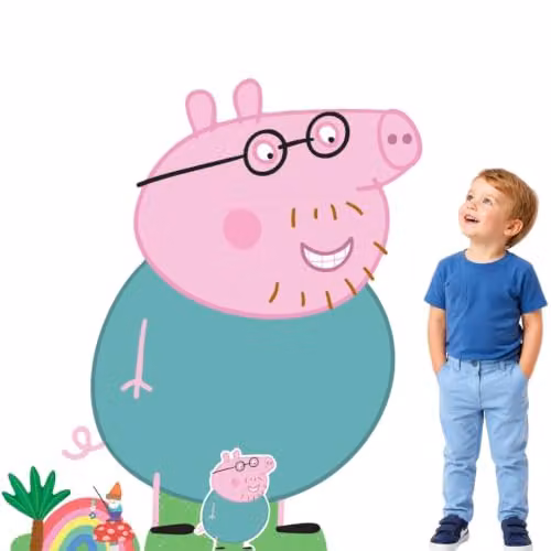 Star Cutouts SC4527 Peppa Daddy Pig Cardboard Cutout, 4-Piece Multicolour Peppa Pig Party Supplies, Height: 121 cm – 1
