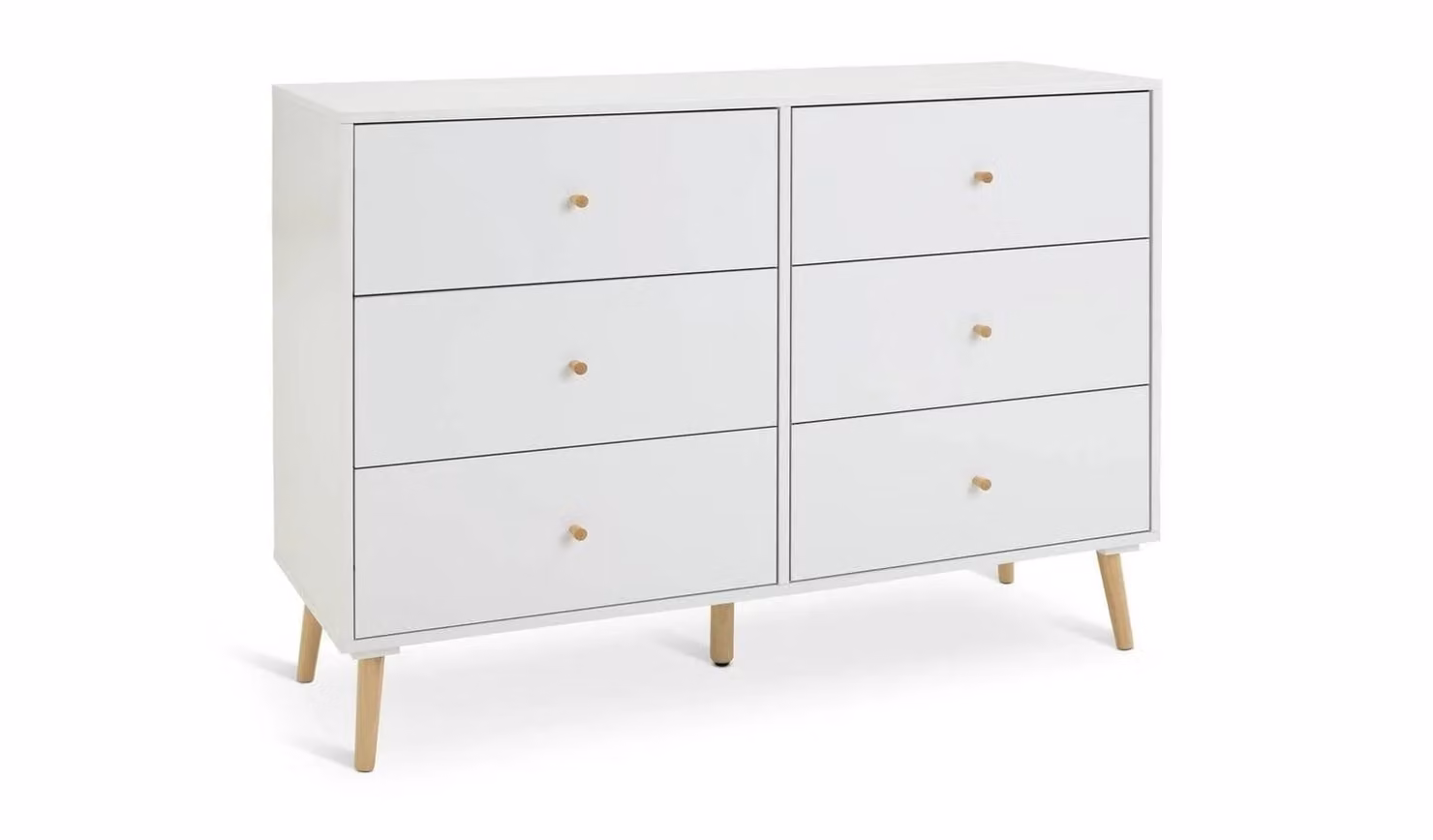 Otto 6 Drawer Chest White Scandinavian Style Bedroom Storage Organiser W/D/H: 120 x 39.5 x 89 cm