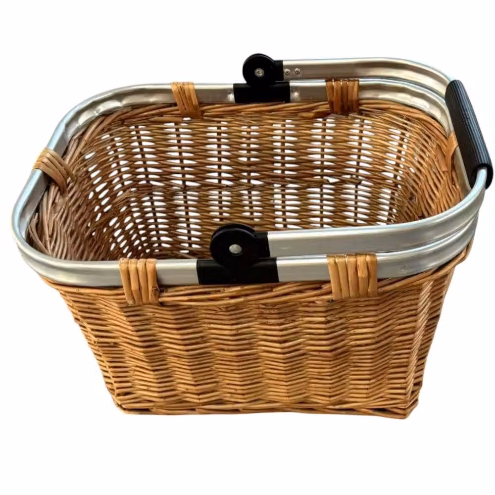 Red Hamper Double Steamed Folding Shopping Basket with Aluminium Handles in Brown, W/D/H: 30.5 x 25.0 x 30.5 cm – 2