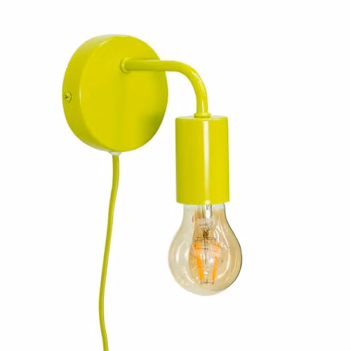 ValueLights Plug in Colour Pop Lime Green Metal Wall Light with LED Bulb Included
