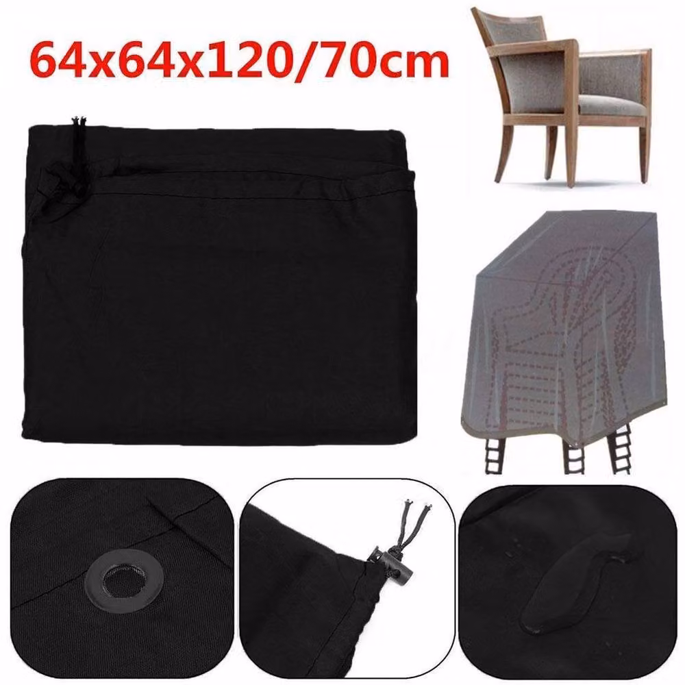 PAWNORA Waterproof Black Stackable Garden Dining Chair Cover in Polyester – 3
