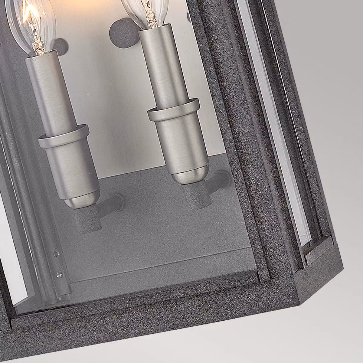 Hinkley Sutcliffe 2 Light Outdoor Wall Lantern in Grey with Transparent Glass, IP44 Rated – 3