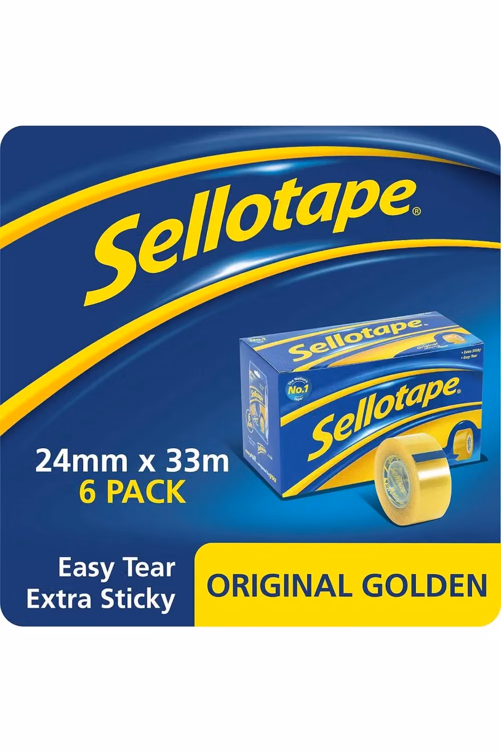 Sellotape Golden Original Clear Film Tape, Pack of 6, W: 24 mm, L: 33 m – 3