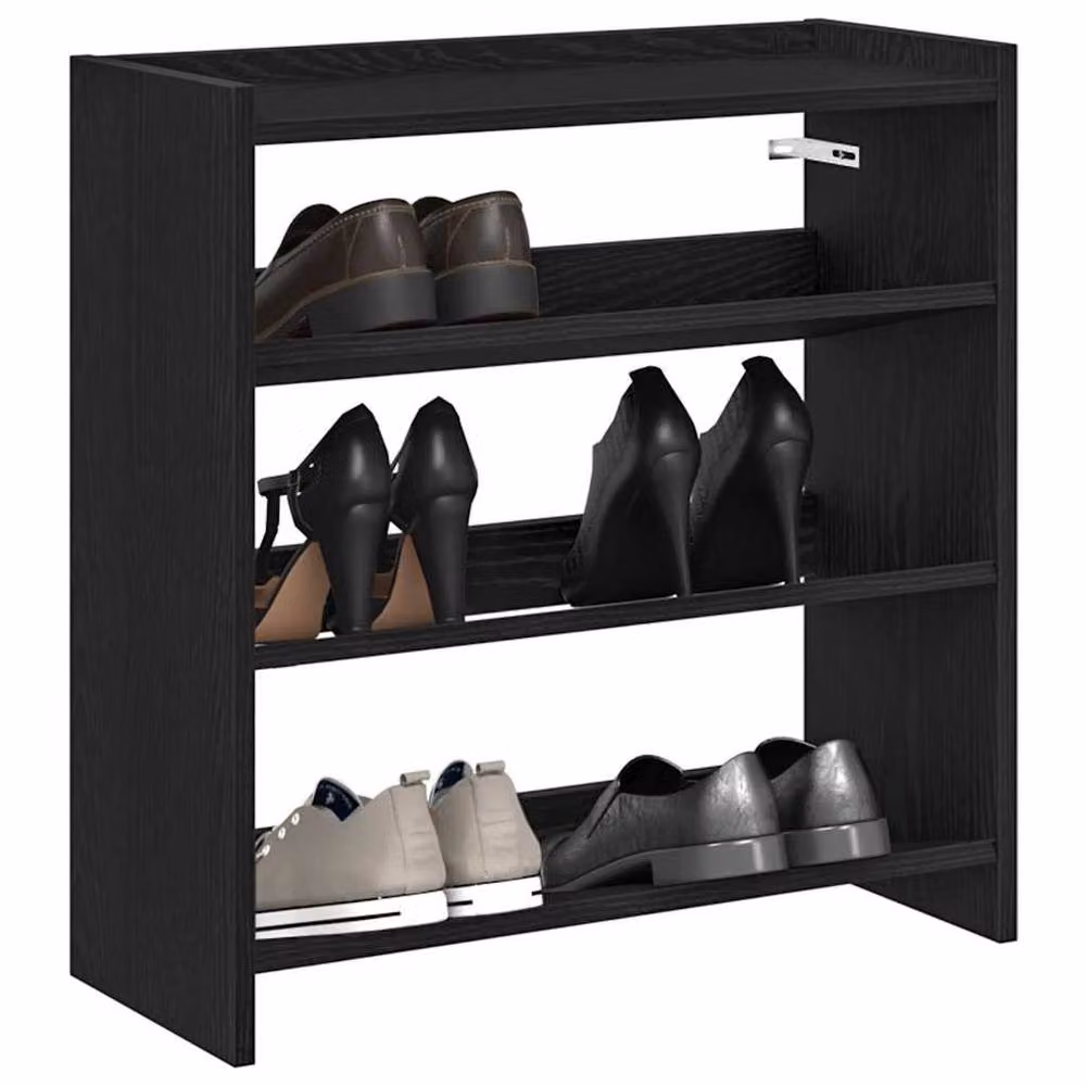 Berkfield Home Black MDF Shoe Rack, W: 60 cm, D: 25 cm, H: 62 cm – 2