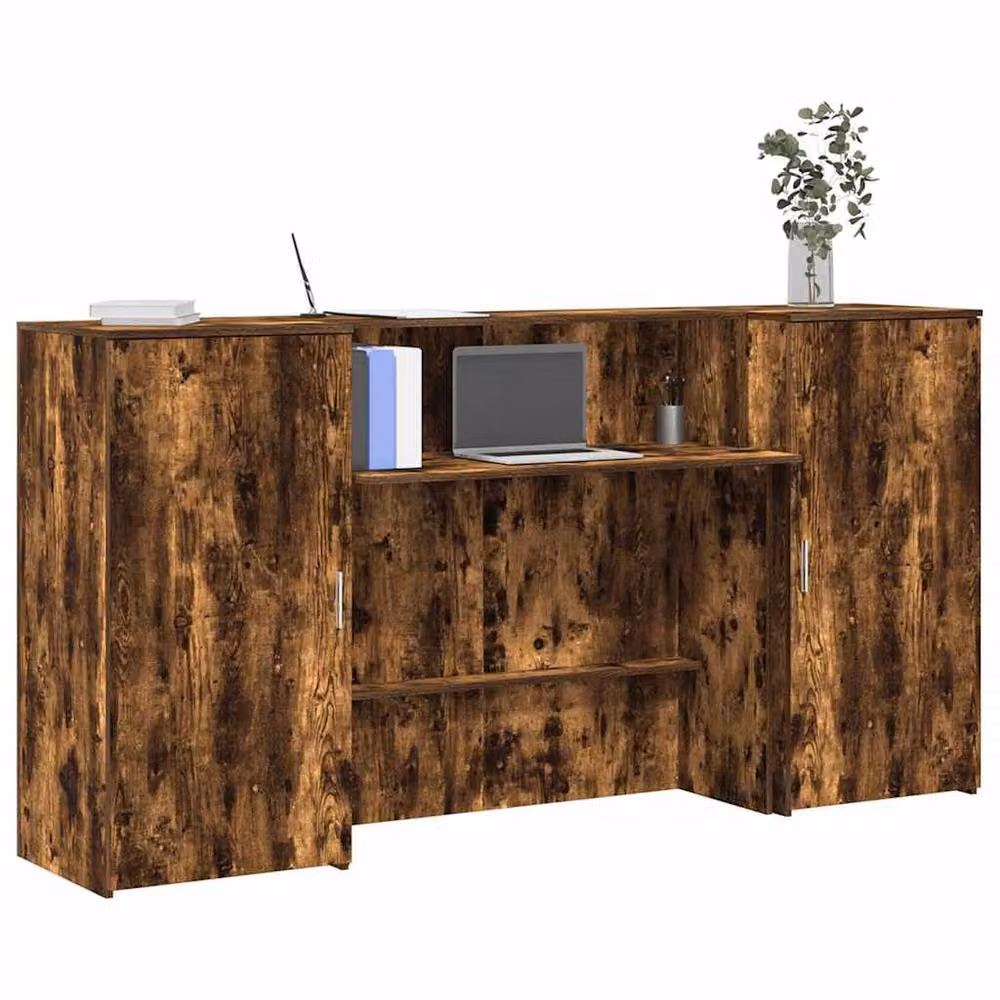 Berkfield Home Smoked Oak Reception Desk in Brown, W/D/H: 200 x 50 x 103.5 cm – 2