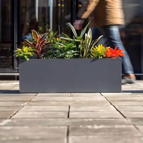 Tulipy Galvanised Steel Trough Planter, Matte Grey, L75cm x W32cm x H32cm – 7