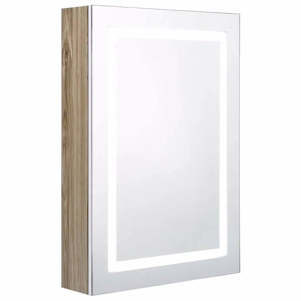 Berkfield Home LED Bathroom Mirror Cabinet in White and Oak, W/D/H: 50 x 13 x 70 cm – 2
