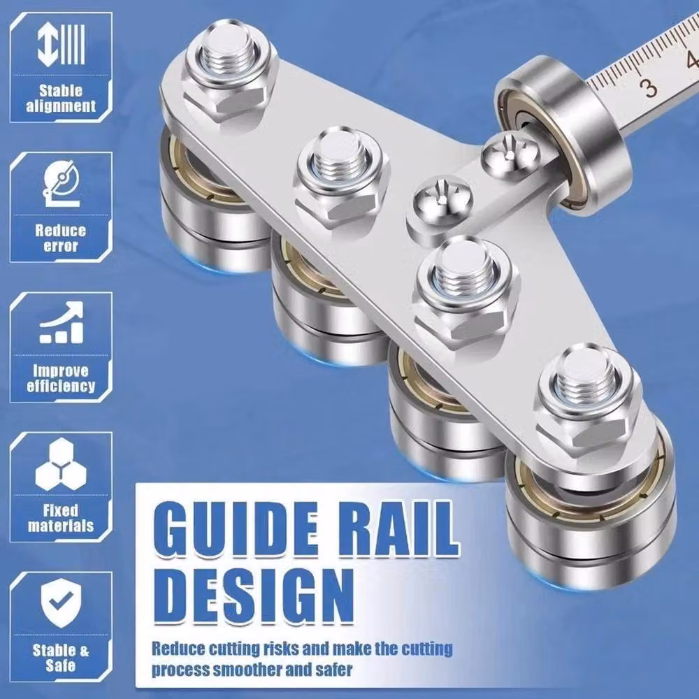 NESTLUNE Stainless Steel Circular Saw Guide Rail with Rollers in Silver, W: 1000 cm, D: 52 cm – 2