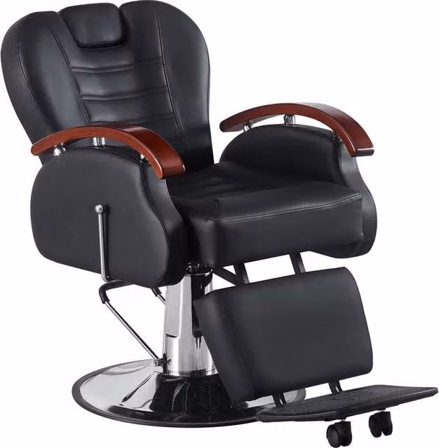 VOGREX Hydraulic Reclining Barber and Tattoo Chair with Footrest in Black
