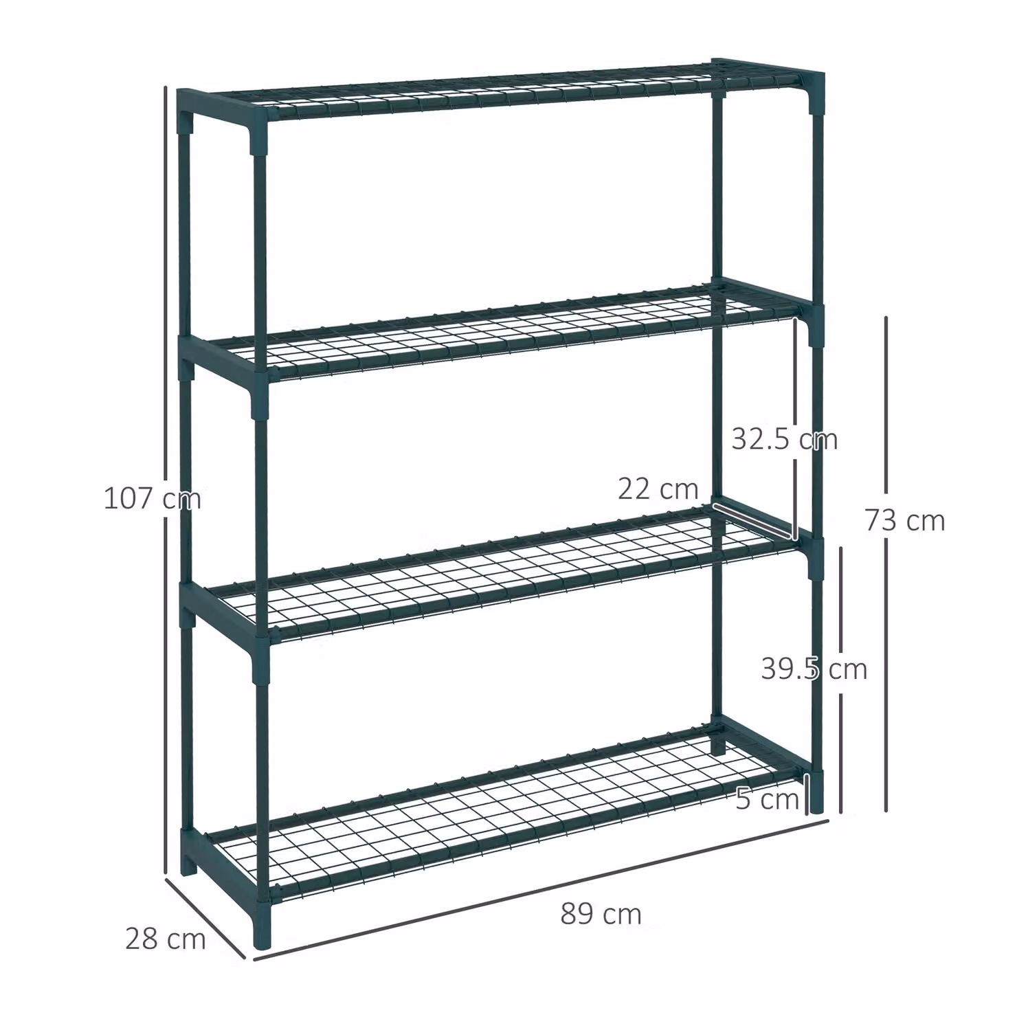 Outsunny Four-Tier Steel Plant Shelf, Black, W/D/H: 89.0 x 28.0 x 107.0 cm – 3