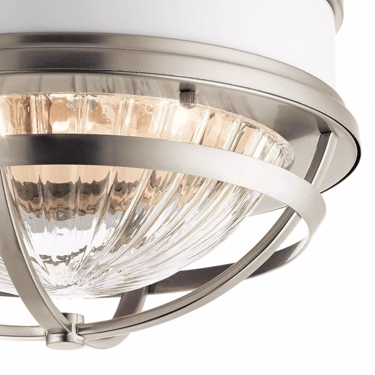 Kichler Tollis Bowl Semi Flush Ceiling Light in White and Silver – 2