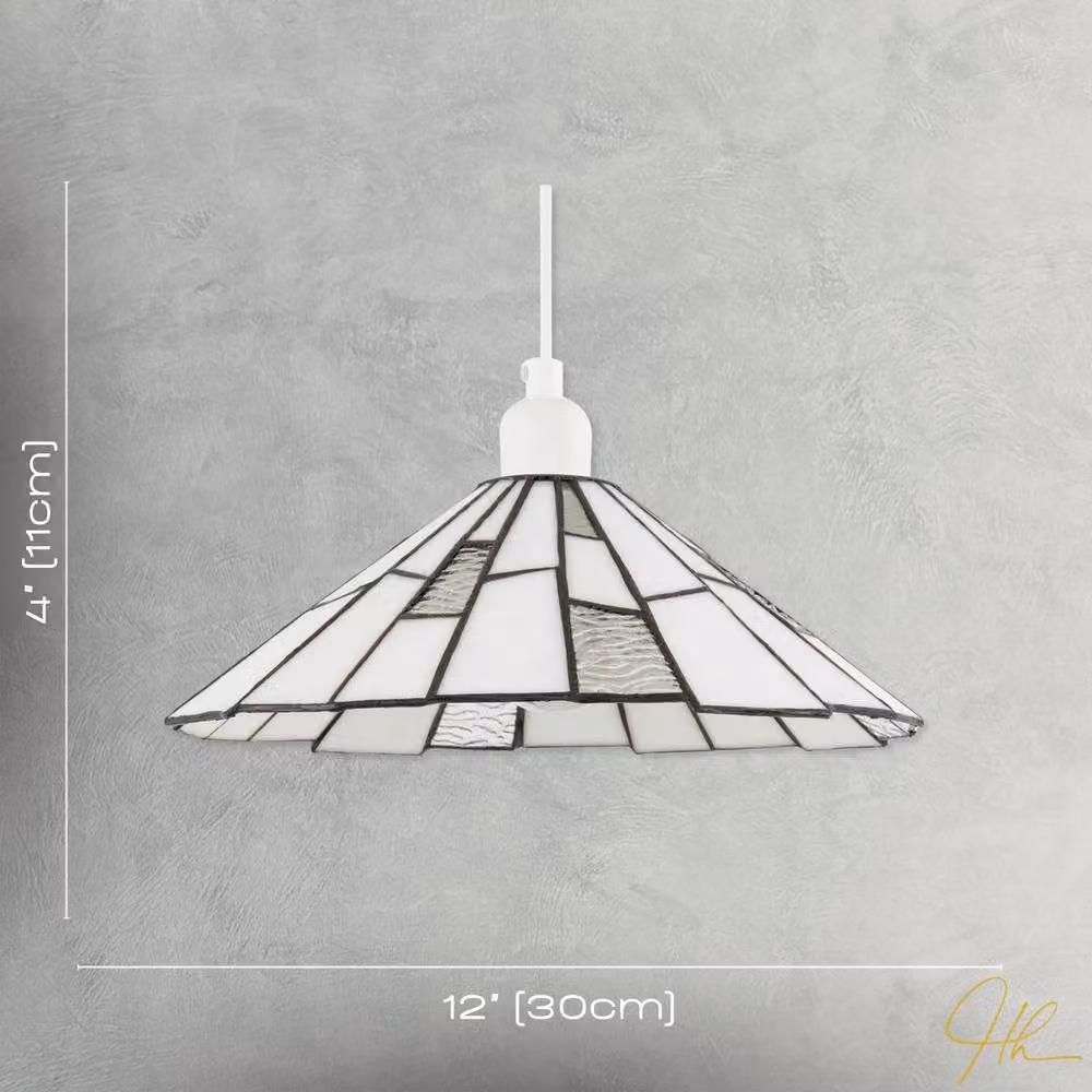 Happy Homewares Modern White Glass Tiffany Cone Pendant Lighting Shade – 2