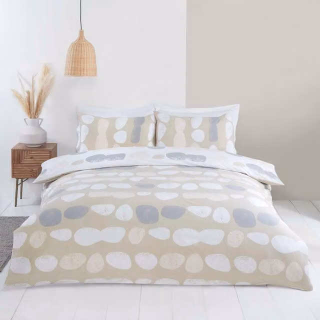 Rapport Home Truro Microfibre Duvet Cover Set in Blue, Yellow and Beige, 180 x 200 cm