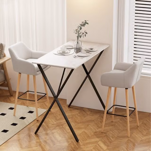 HOMCOM 3 Piece Modern Breakfast Bar Set with Table and Chairs in White and Black