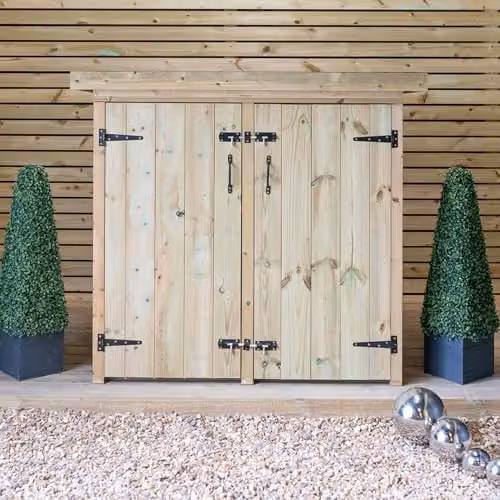 Garden Village Gisburn Double Pent Garden Store in Brown Wood – 2