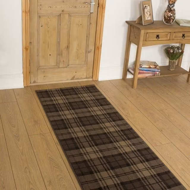 runrug Soft Hallway Runner Rug, Brown, W: 70 cm, L: 360 cm, Thickness: 0.9 cm – 6