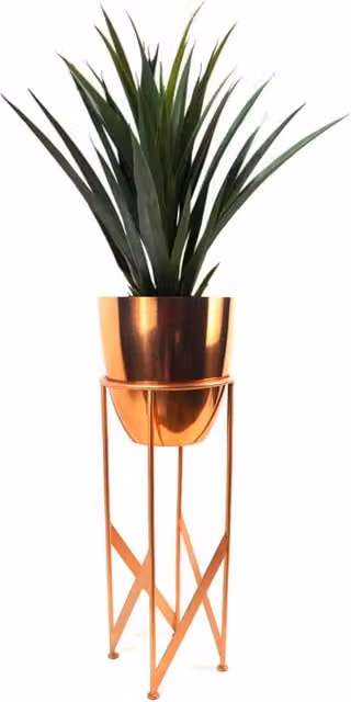 Artificial Yukka Green Plant with Copper Metal Planter and Stand