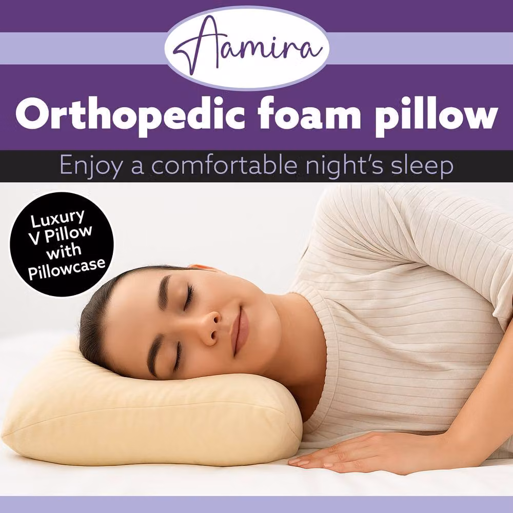Aamira Adjustable Memory Foam Wedge Pillow with Removable Beige Velvet Cover for Neck, Shoulder and Back Support – 8