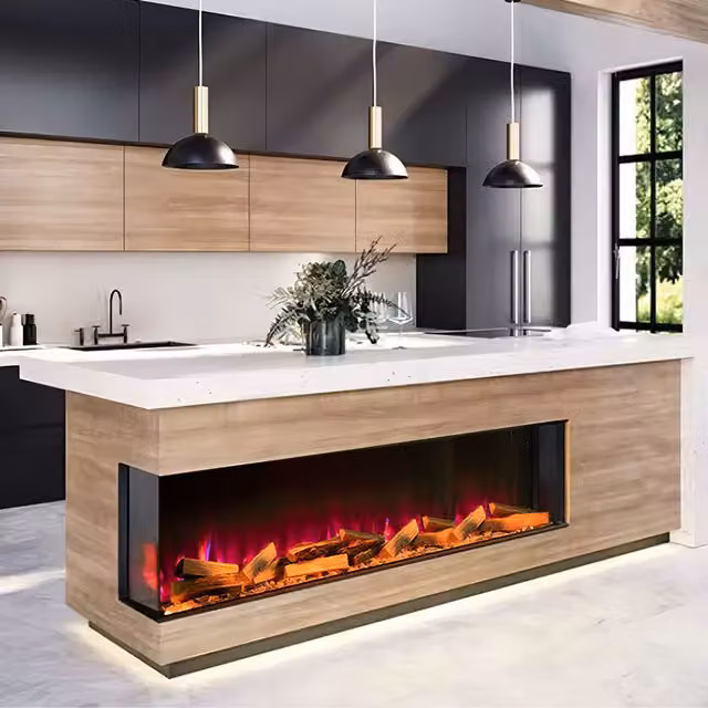 Living Star 3 Sided Smart Electric Fireplace in Black, Width: 180 cm