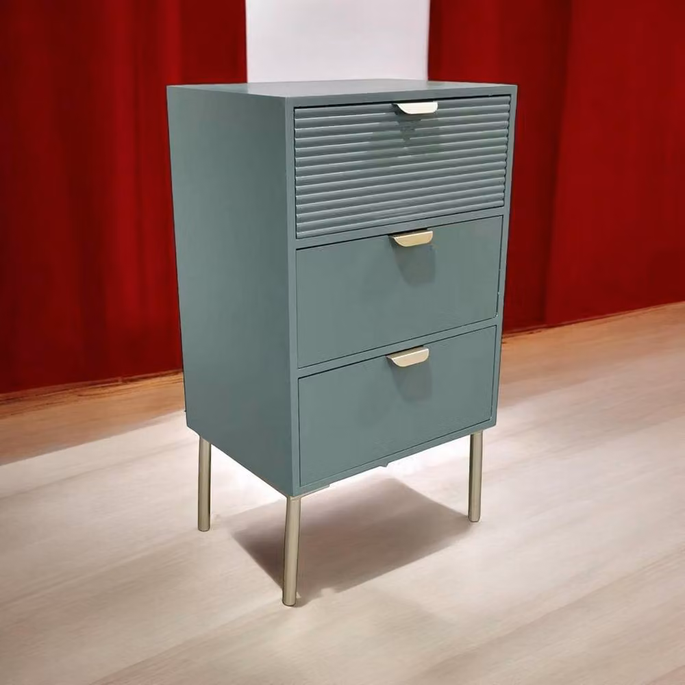 Minster 3 Drawer Wood Chest of Drawers in Green, W: 40 cm, D: 30 cm, H: 75 cm – 3
