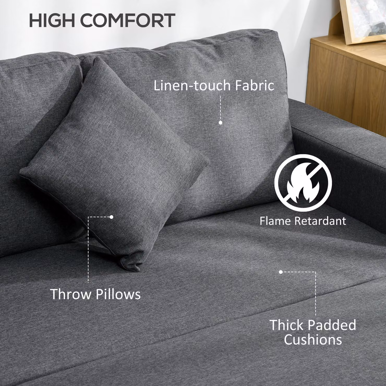 HOMCOM 3 Seater L-Shape Corner Sofa Bed with Reversible Chaise and Storage, Grey – 5