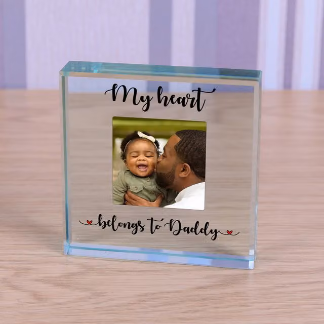 Uniqueful Personalised Heart Belongs To Daddy Glass Token in Transparent and Beige