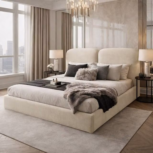 Desire Deco Alessia Ottoman Storage Bed Frame in Beige Plush Velvet, King Size (W: 180 cm x D: 200 cm) – 1